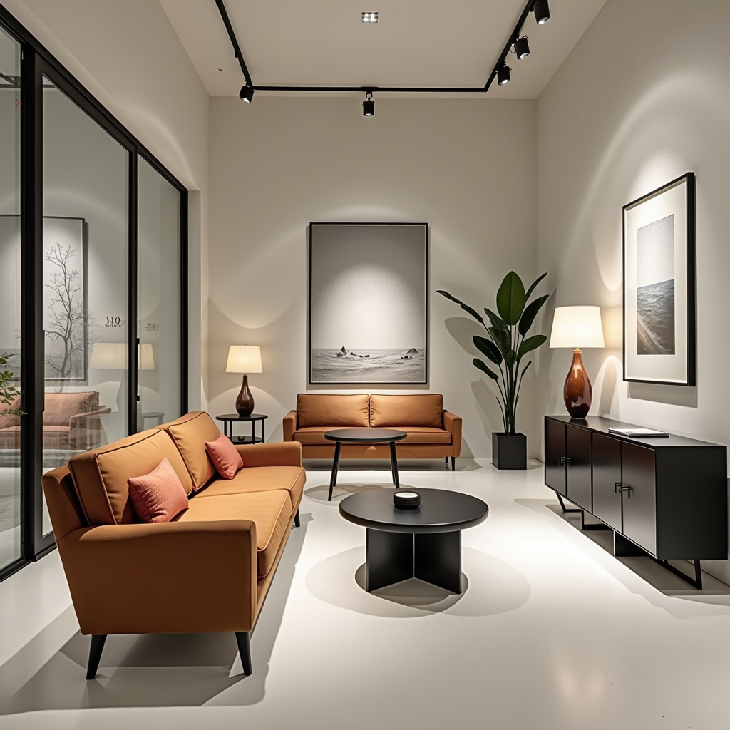 Interior of Design Loft Milano showroom featuring modern furniture displays with clean lines, bright lighting, and minimalist aesthetic in Via Savona location