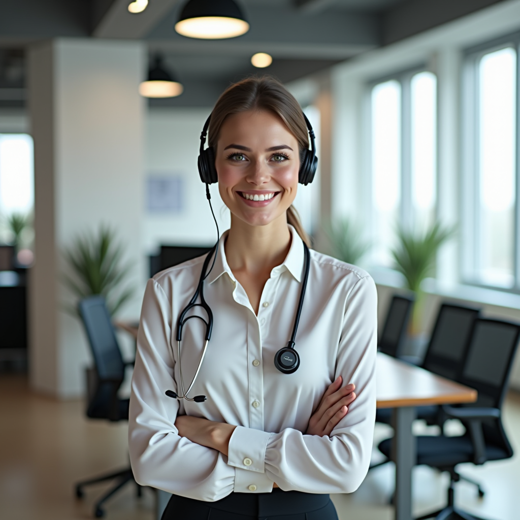 Ritratto di responsabile servizio clienti in ufficio luminoso